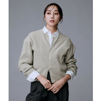 【ゆったりサイズ/着丈短め】ジップニットカーディガン