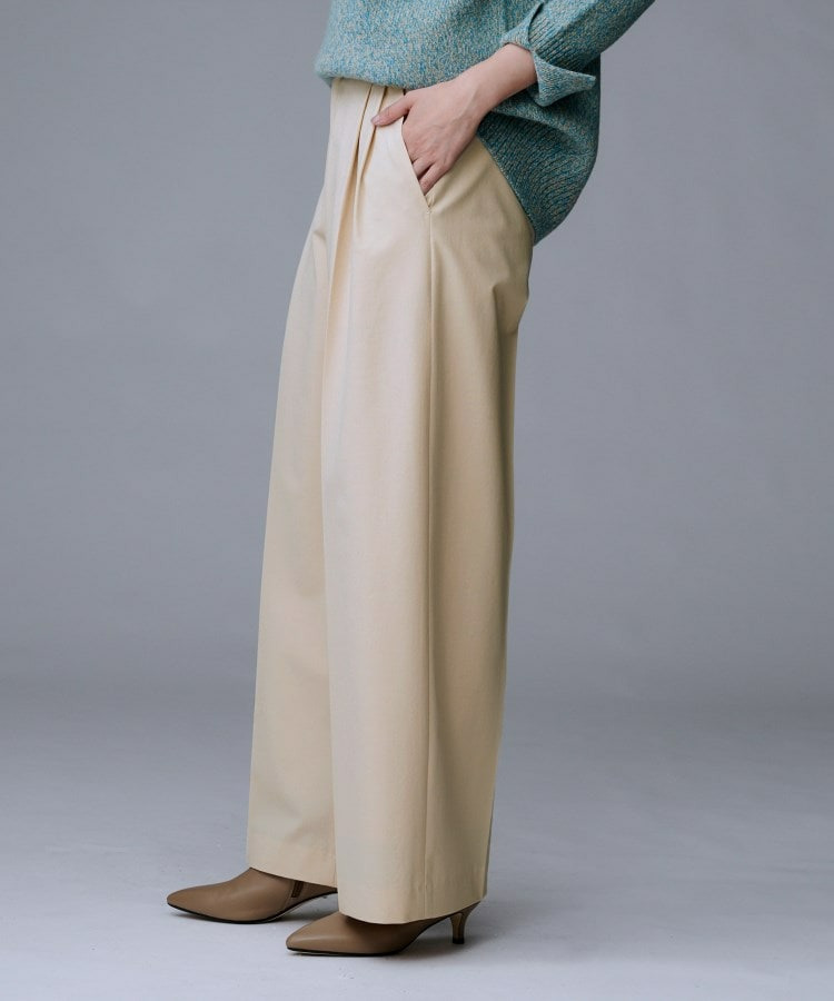 【洗える/ウエスト後ろゴム】ウール混 タックワイドパンツ16