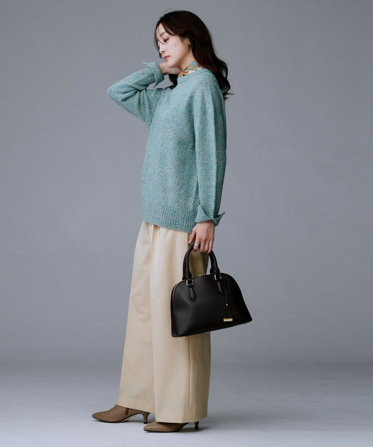 【洗える/ウエスト後ろゴム】ウール混 タックワイドパンツ17