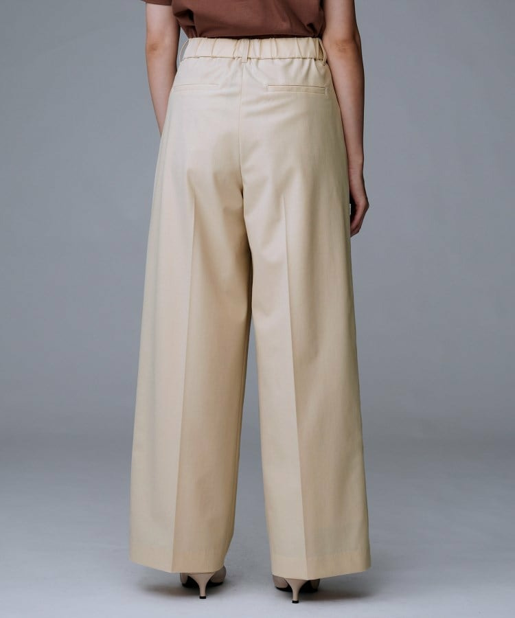 【洗える/ウエスト後ろゴム】ウール混 タックワイドパンツ21