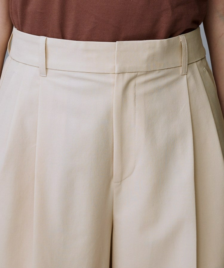 【洗える/ウエスト後ろゴム】ウール混 タックワイドパンツ22