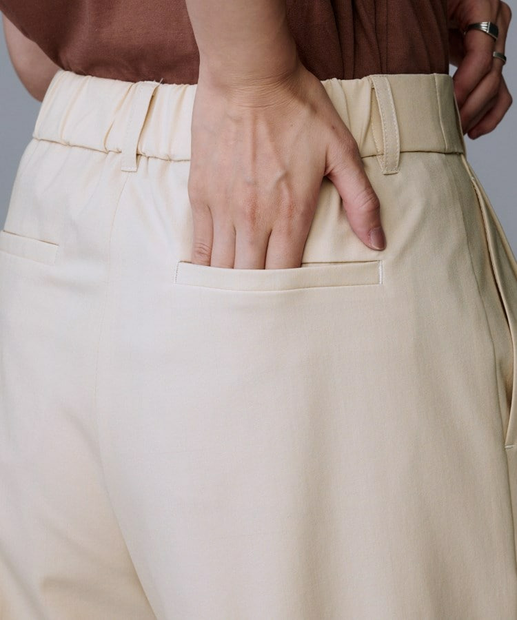 【洗える/ウエスト後ろゴム】ウール混 タックワイドパンツ28