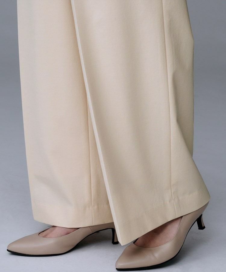 【洗える/ウエスト後ろゴム】ウール混 タックワイドパンツ29