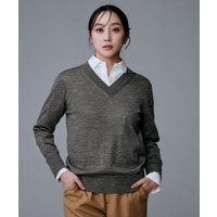 【洗える/薄手】Vネックプルオーバーニット