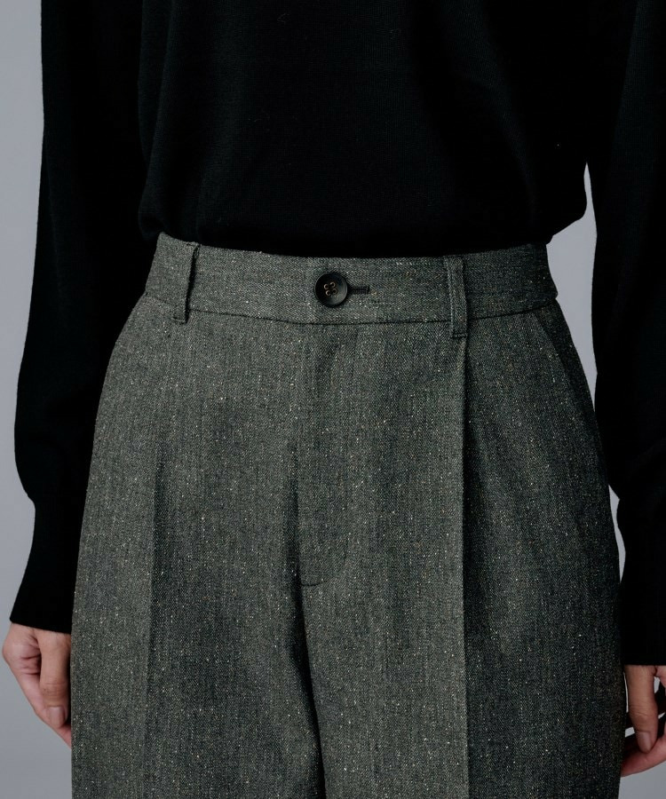 【ワイド/後ろゴム/シーズンレス】シルクネップツイードパンツ23