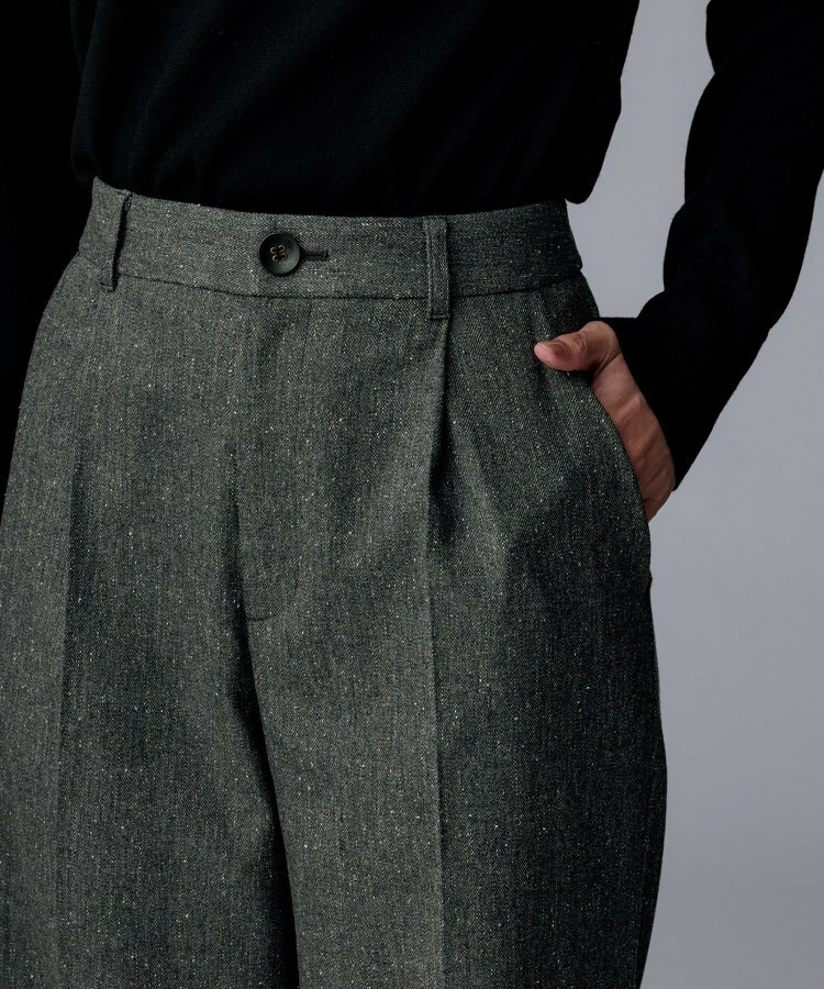【ワイド/後ろゴム/シーズンレス】シルクネップツイードパンツ24