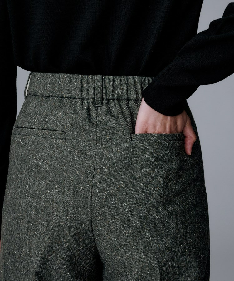 【ワイド/後ろゴム/シーズンレス】シルクネップツイードパンツ27