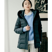 【はっ水機能/フード取り外し可】ミディダウンコート