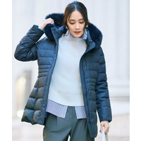 【はっ水機能/フード取り外し可】ミディダウンコート