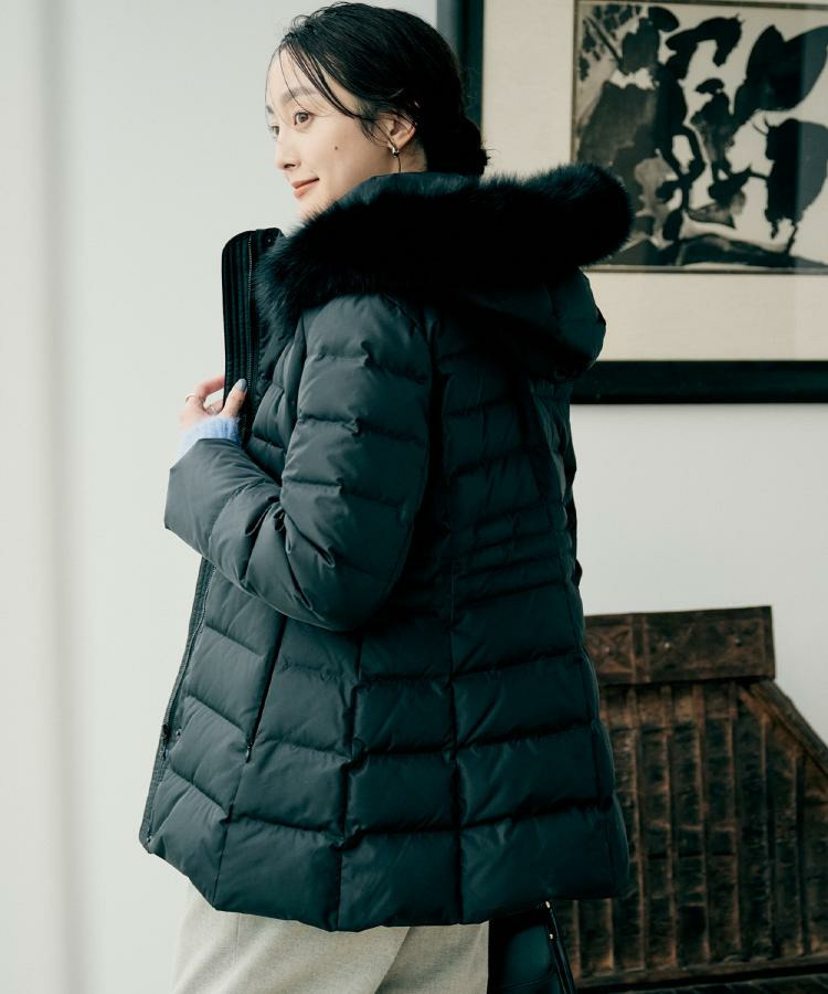 【はっ水機能/フード取り外し可】ミディダウンコート12