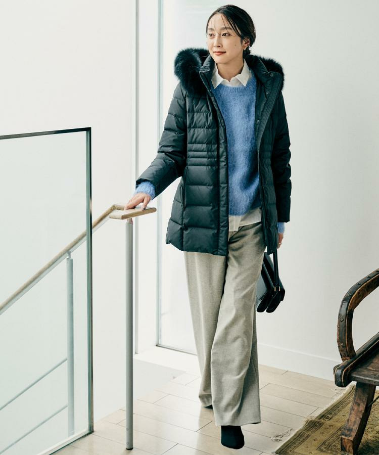 【はっ水機能/フード取り外し可】ミディダウンコート13