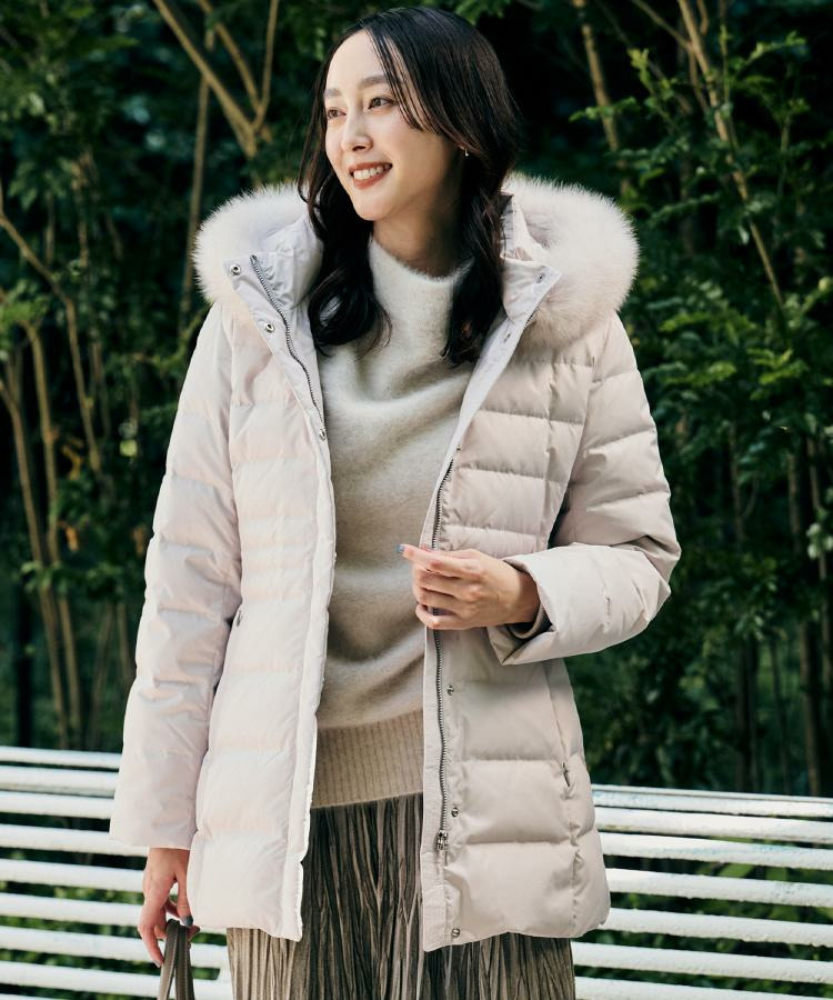 【はっ水機能/フード取り外し可】ミディダウンコート24