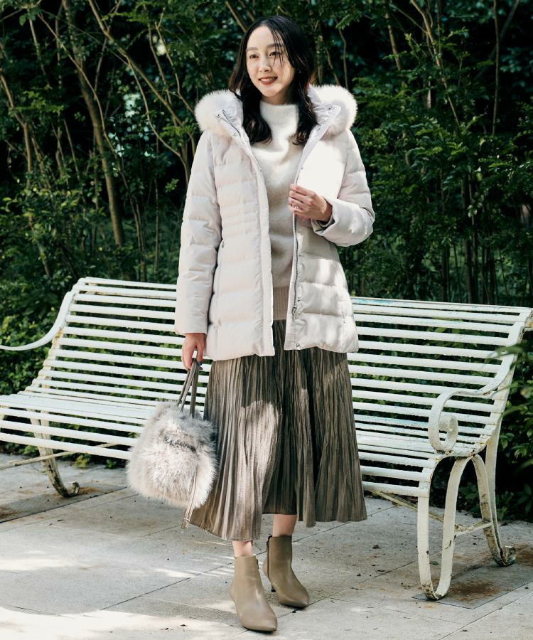 【はっ水機能/フード取り外し可】ミディダウンコート27