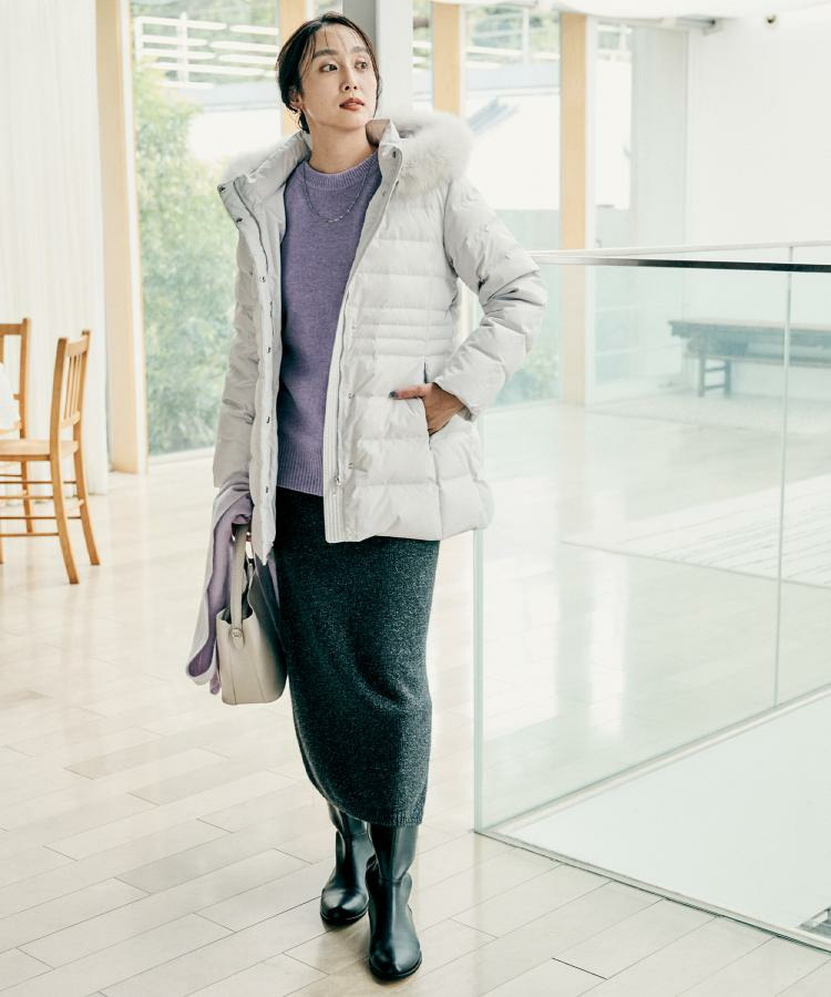 【はっ水機能/フード取り外し可】ミディダウンコート5