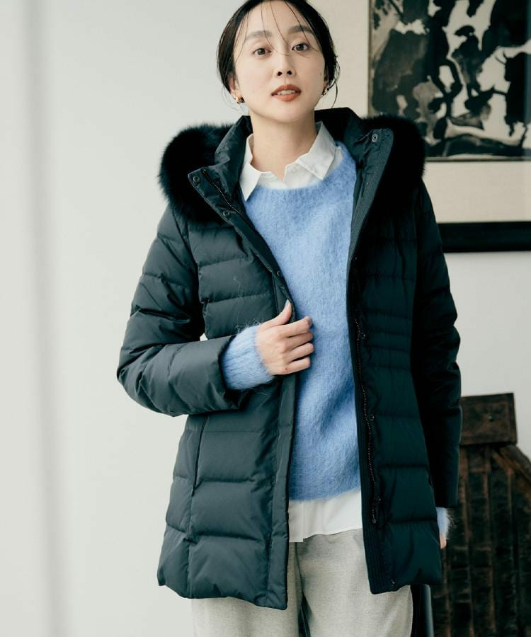 【はっ水機能/フード取り外し可】ミディダウンコート1