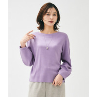 【きれいめ/程よくすっきり】ラメ入りワイドボートネックニット