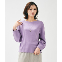 【きれいめ/程よくすっきり】ラメ入りワイドボートネックニット