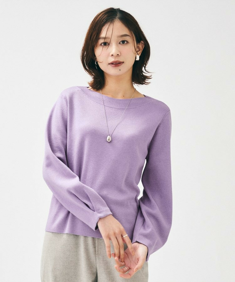 【きれいめ/程よくすっきり】ラメ入りワイドボートネックニット15