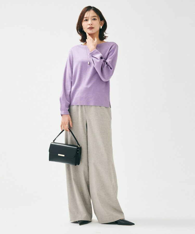 【きれいめ/程よくすっきり】ラメ入りワイドボートネックニット17