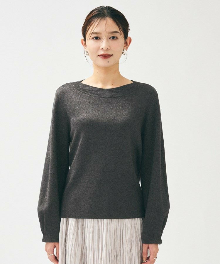 【きれいめ/程よくすっきり】ラメ入りワイドボートネックニット19