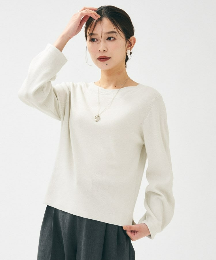 【きれいめ/程よくすっきり】ラメ入りワイドボートネックニット3