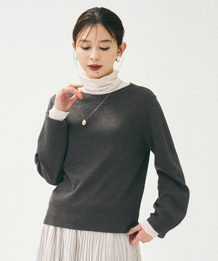 【きれいめ/程よくすっきり】ラメ入りワイドボートネックニット7