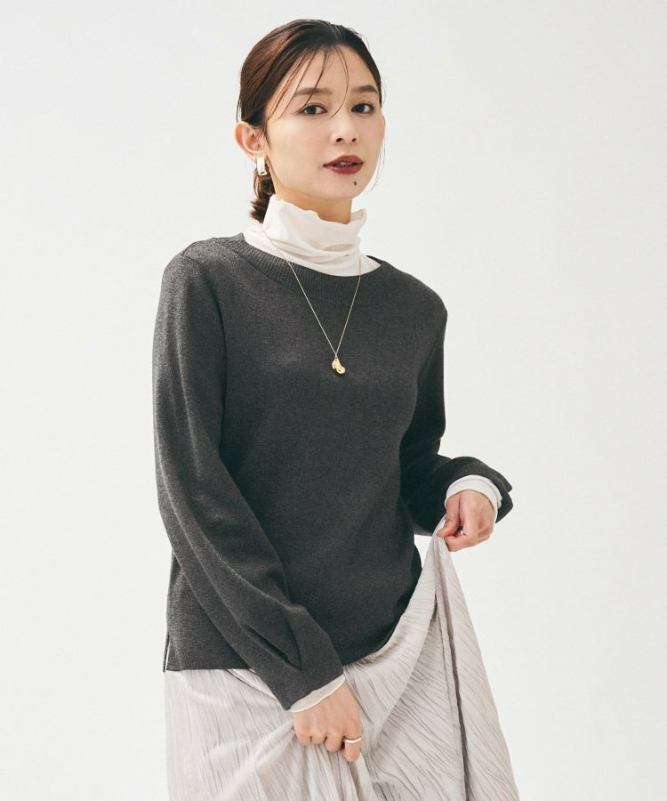 【きれいめ/程よくすっきり】ラメ入りワイドボートネックニット8