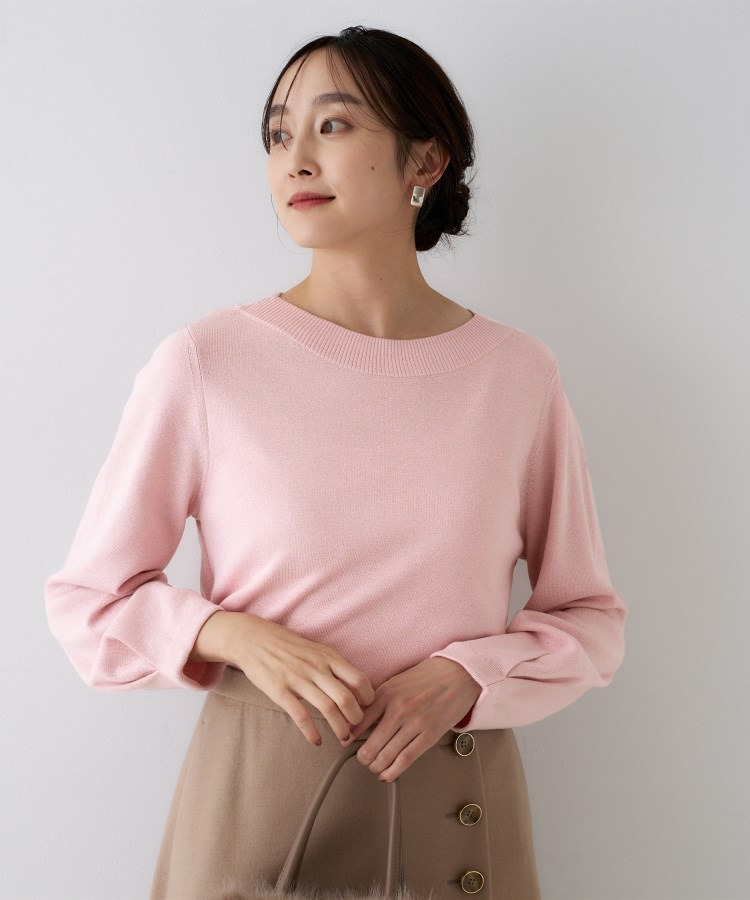 【きれいめ/程よくすっきり】ラメ入りワイドボートネックニット1