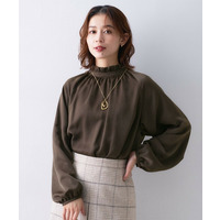 スタンドフリルネック ブラウス