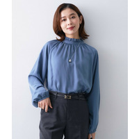 スタンドフリルネック ブラウス