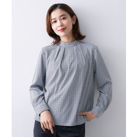 ジオメトリック ハイネックブラウス