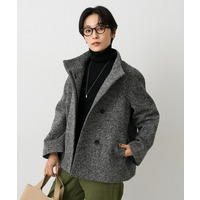 【スタンドカラー/オンオフ使える】クラシカルツイードコート