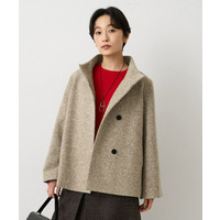 【スタンドカラー/オンオフ使える】クラシカルツイードコート
