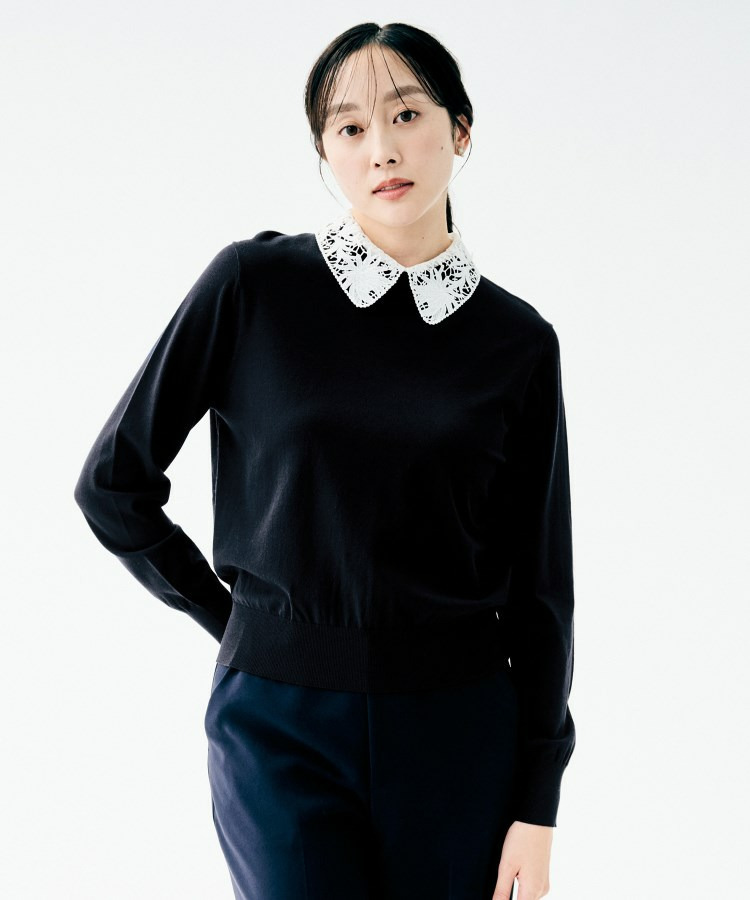 【洗える/カジュアルフォーマル】2WAYレース襟ニットプルオーバー11