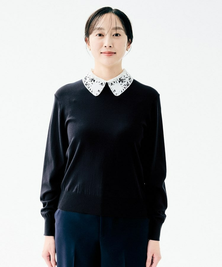 【洗える/カジュアルフォーマル】2WAYレース襟ニットプルオーバー17