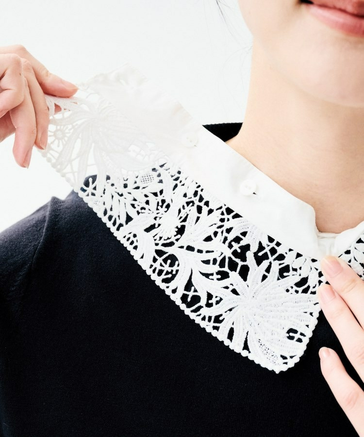 【洗える/カジュアルフォーマル】2WAYレース襟ニットプルオーバー24