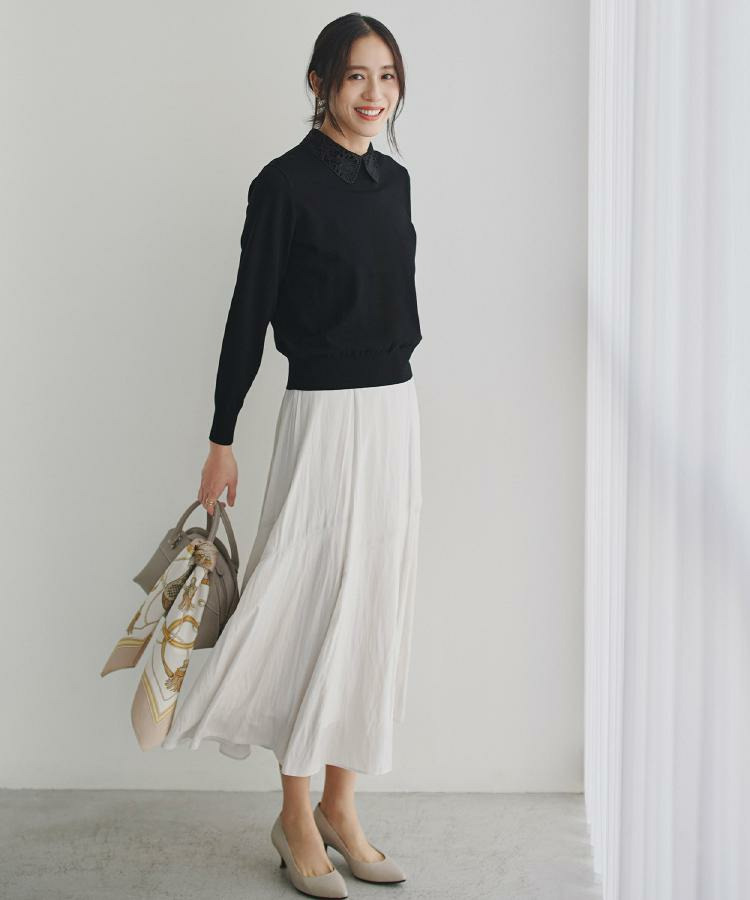 【洗える/カジュアルフォーマル】2WAYレース襟ニットプルオーバー3