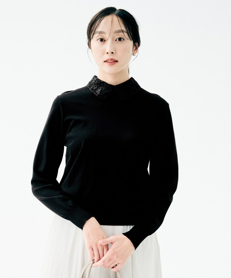 【洗える/カジュアルフォーマル】2WAYレース襟ニットプルオーバー5