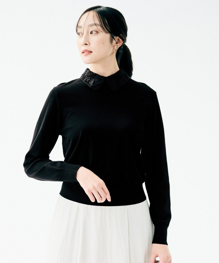 【洗える/カジュアルフォーマル】2WAYレース襟ニットプルオーバー6