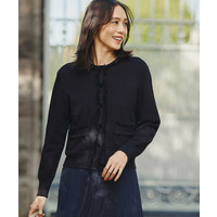 【洗える/ジャケット風】ツイードニットカーディガン