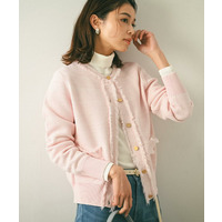 【洗える/ジャケット風】ツイードニットカーディガン