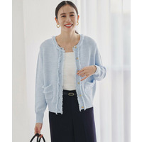 【洗える/ジャケット風】ツイードニットカーディガン