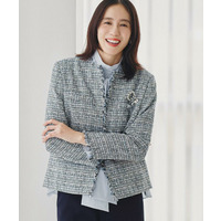 【着丈長め/軽い/オンオフ使える】ファンシーツイード ジャケット