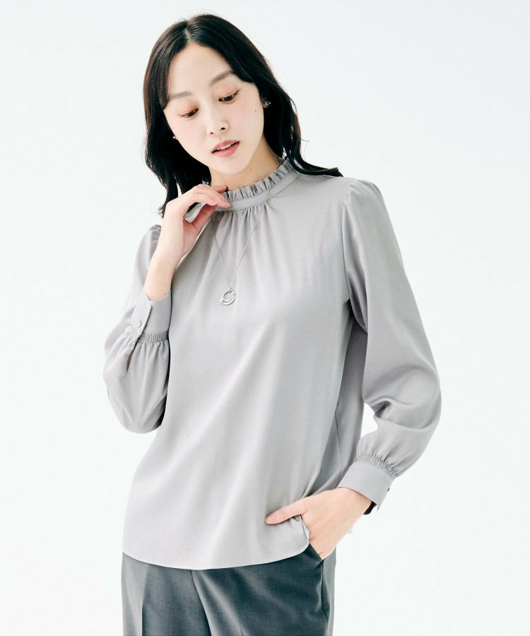 ハイネックフリル ブラウス