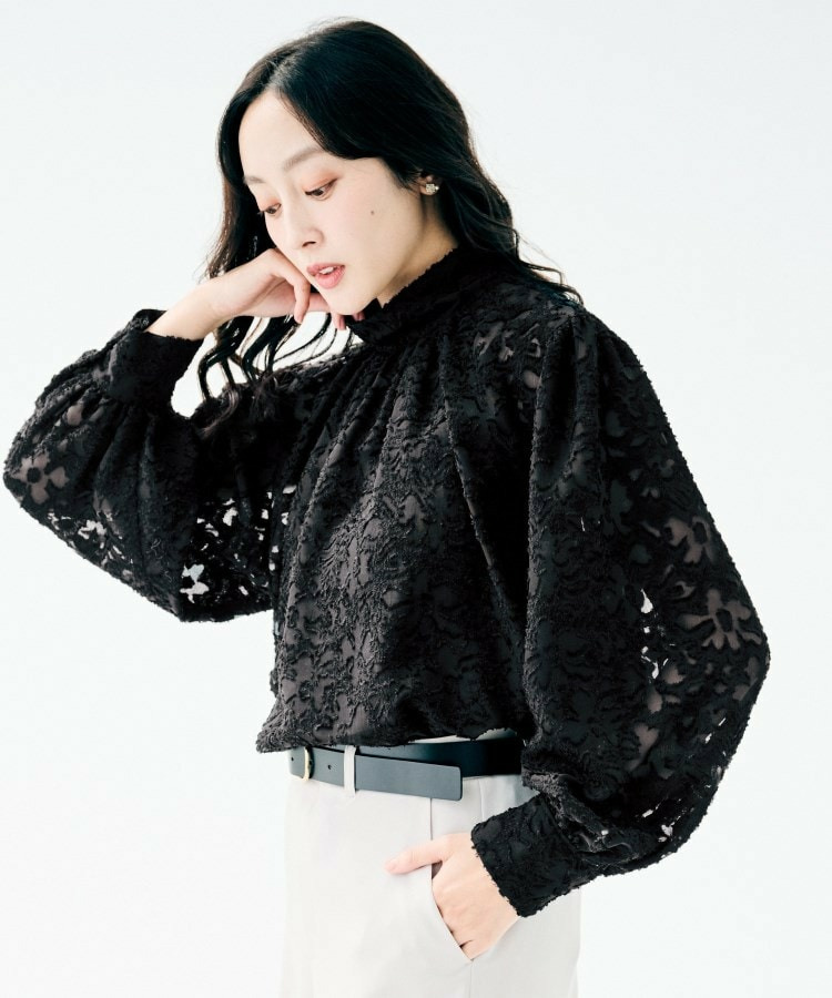 カットジャカード ボウタイブラウス11