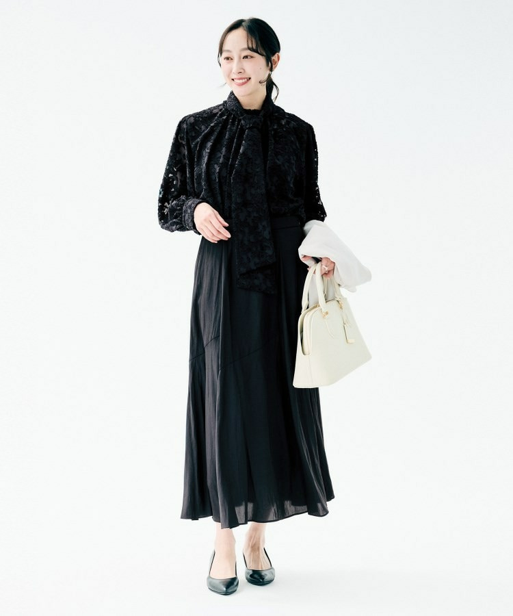 カットジャカード ボウタイブラウス14