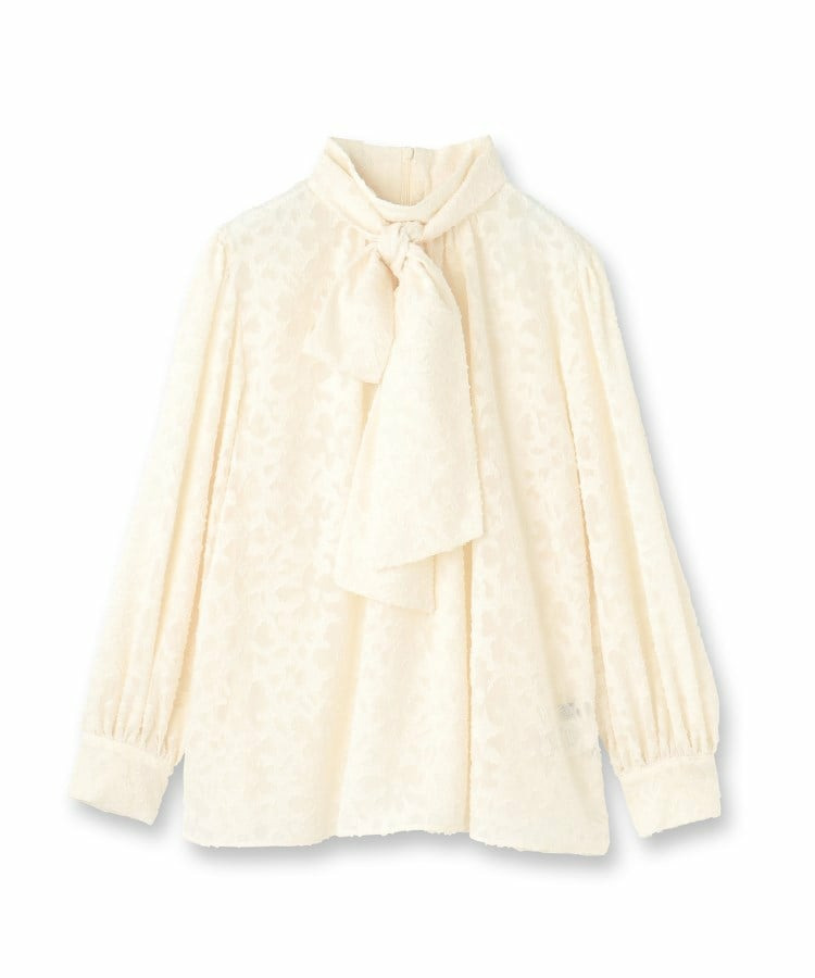 カットジャカード ボウタイブラウス2