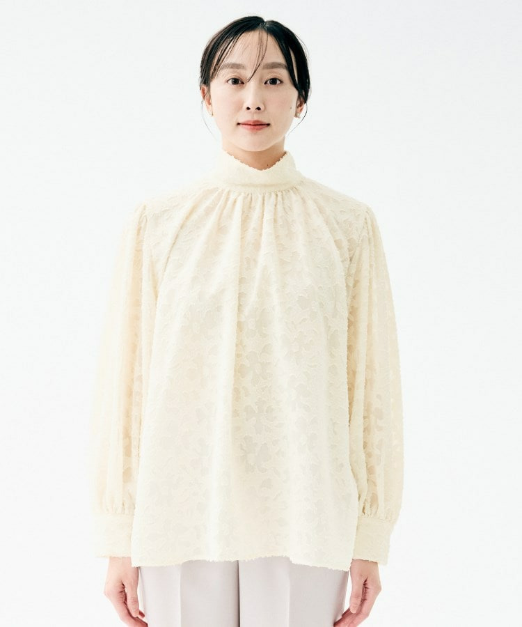 カットジャカード ボウタイブラウス21
