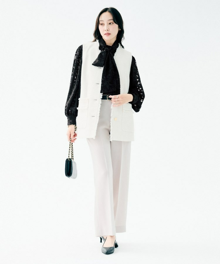 カットジャカード ボウタイブラウス9