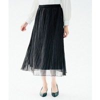 【ウエストゴム/洗える/シアー】シャイニープリーツスカート